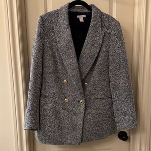 H&M Black White Double-Breasted Blazer size Large